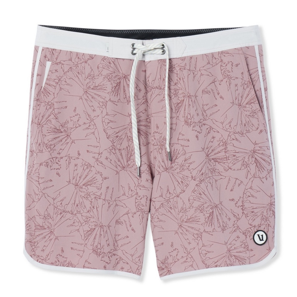 Vuori Brown Board Shorts with Textured Floral Design Size 38